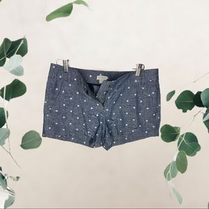 J. Crew Blue Polka Dot Chambray Shorts Style 50711